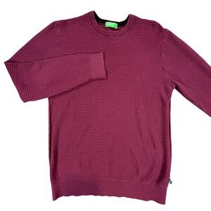 UNITED COLORS OF BENETTON Sweatshirt Mens L Burgundy Textured Crewneck Sweater
